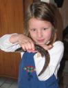 Andrea holding salamander