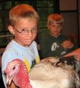 Lucas held a turkey!