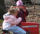 Audrey playing with Bridget